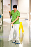 The TASKI Quantum mopping system comprises a unique mop handle and frame design, and double-sided microfibre flat mops that significantly increase user productivity.